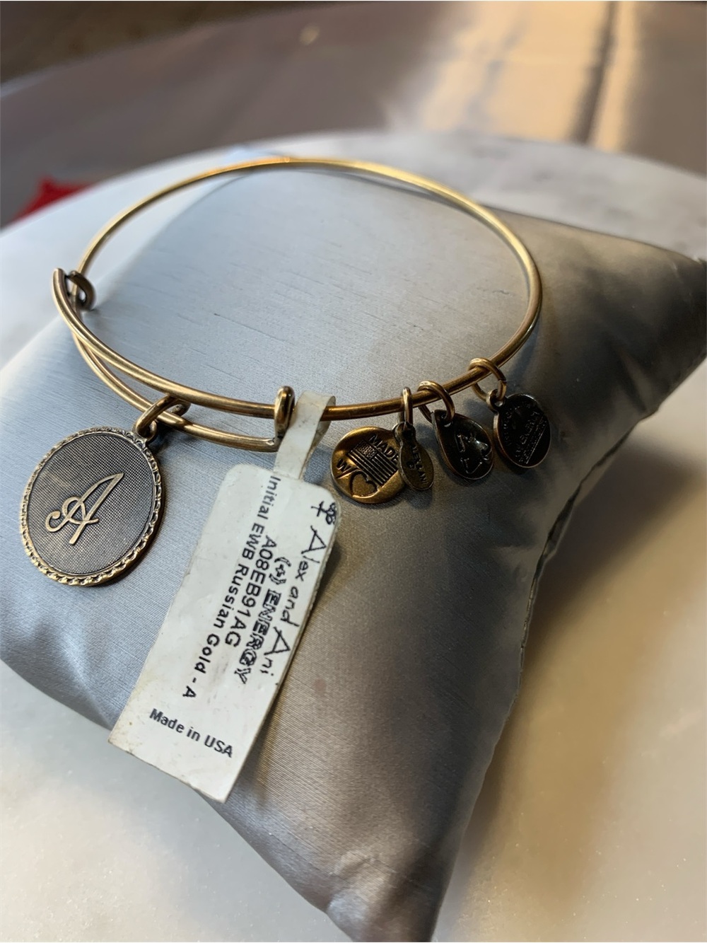 Alex and Ani Gold Initial A Charm Expandable Bangle